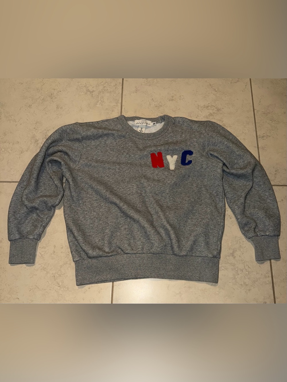 H&M LOGG Grey NYC New York City Varsity Sweatshirt Large